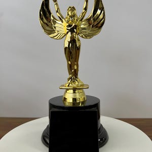 Gold Female Figure Award Trophy – Custom Engraved Plate, Leadership Recognition