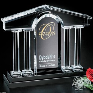 Crystal Barona Award - Elegant Trophy for Achievement, Custom Engraving and Logo Available, Perfect for Corporate and Special Recognition