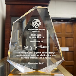 Personalized Diamond Acrylic Award | Custom Engraved Plaque for Employee Appreciation, Retirement, or Recognition | Corporate Gift with Logo