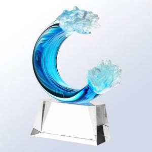 Tidal Surge Glass Award - Custom Engraved Crystal Trophy for Recognition, Achievement, Regional Awards - Elegant Personalized Gift