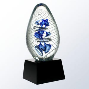 Cyclone Helix Glass Award - Custom Engraved Crystal Trophy for Recognition, Achievement, Regional Awards - Personalized Gift for Excellence