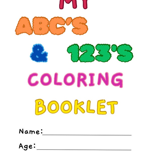 Book 2 Downloadable Kids Mathematics Book for Colouring Alphabet and Numbers Children's Personalised Book for Young Easy to Teach Book