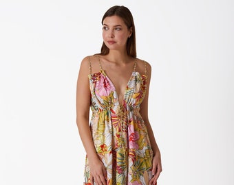 Colorful Summer Dress - Floral Patterned Dress - Women Dress