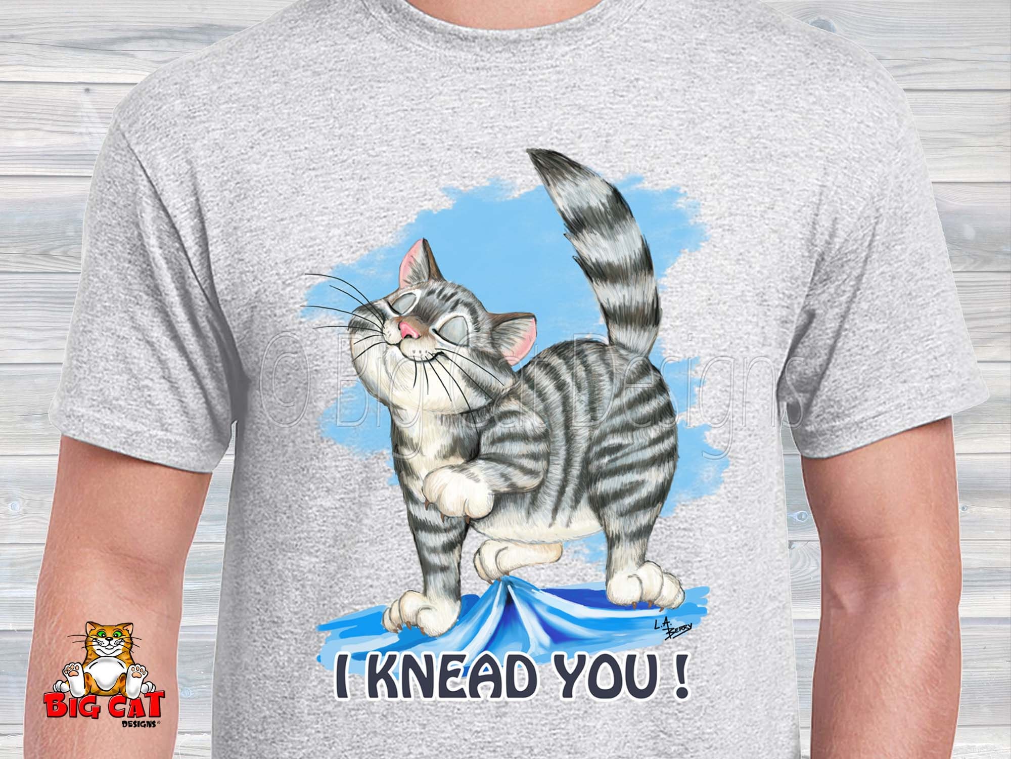 KNEAD YOU tabby cat t-shirt. Cat making 