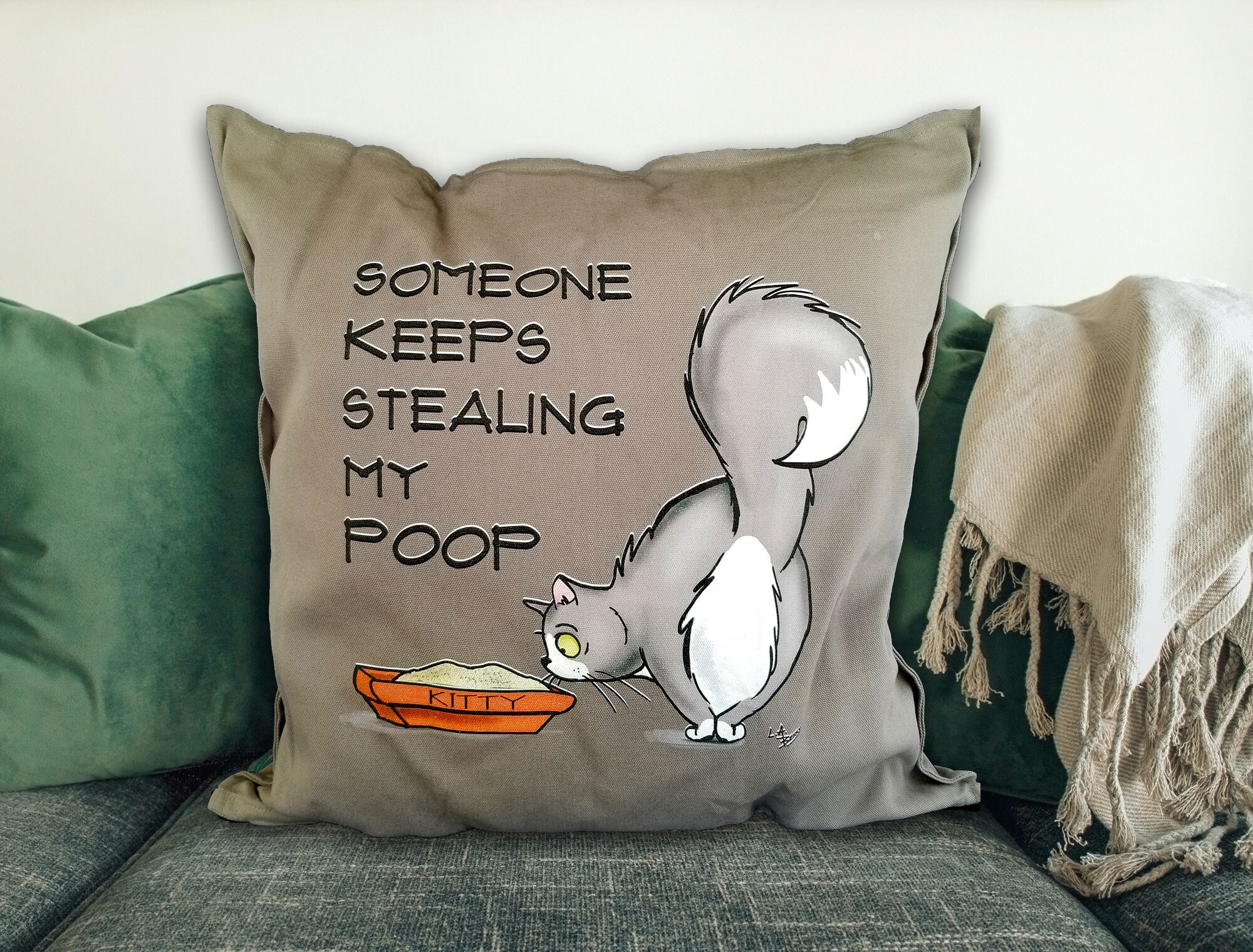 CAT PILLOW Someone Keeps Stealing My Poop. 20 inch custom Etsy
