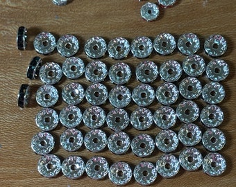 Rondelles, Connector, red, turquoise, sapphire, rhinestones, quality, silver, jewelry, making supplies