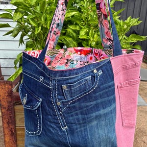 Upcycled Denim - Shoulder bag - fully lined with straps