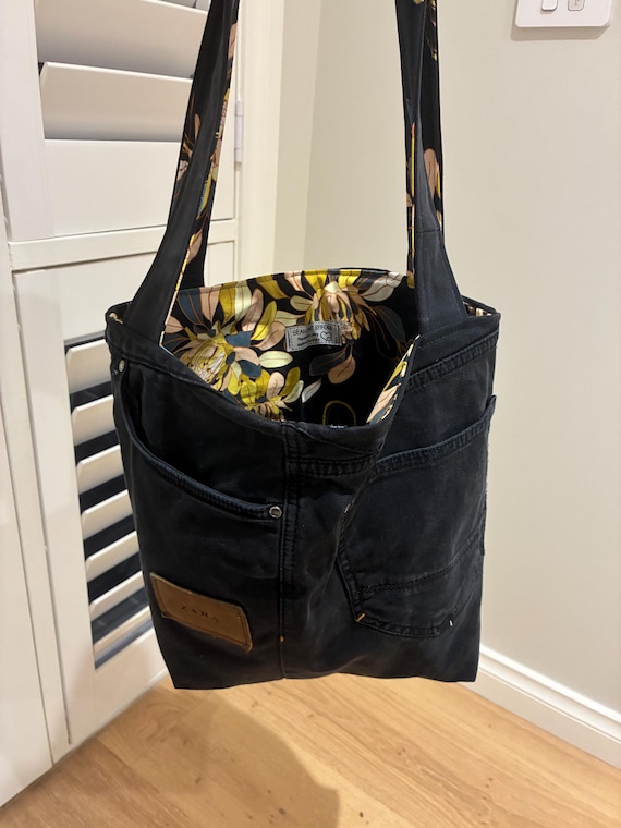 Denim recyclé ZARA Sac à bandoulière entièrement doublé avec