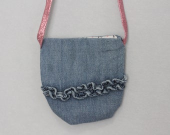 Upcycled Denim - kids Hand / Shoulder Bag - fully lined with strap