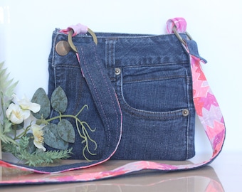 Upcycled Denim - Hand / Shoulder Bag - fully lined with strap