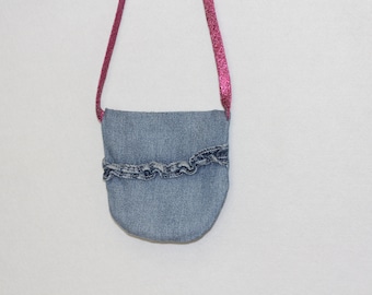 Upcycled Denim - kids Hand / Shoulder Bag - fully lined with strap