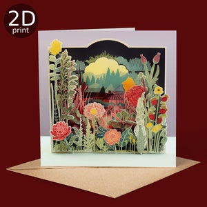 Cartão impresso 2D Night Garden, Saudações do Reino Unido, Feliz Aniversário, Amantes da Natureza, Obrigado, Amizade, Romântico, Amor, Parabéns