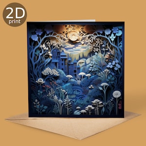 Cartão Crepúsculo Azul, Cartão Impresso 2D Saudação Reino Unido, Feliz Aniversário, Amantes da Natureza, Obrigado, Amizade, Romântico, Amor, Parabéns