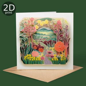 Cartão impresso 2D com vista para o jardim, saudação do Reino Unido, feliz aniversário, amantes da natureza, obrigado, amizade, romântico, amor, parabéns