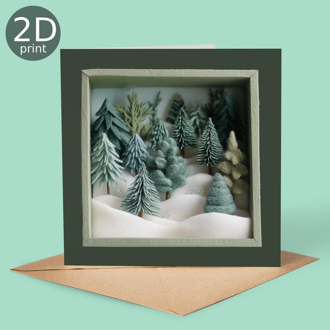 Snowdrift Forest 2D Shadow Box Card, Magical Print Greeting, Christmas ...