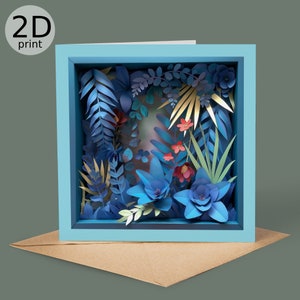 Carte imprimée 2D Blue Botanical World, voeux, joyeux anniversaire, amoureux de la nature, merci, amitié, romantique, amour, félicitations