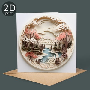 Tarjeta impresa en 2D con paisaje rosa, saludos para el Reino Unido, feliz cumpleaños, amantes de la naturaleza, gracias, amistad, romántico, amor, felicitaciones