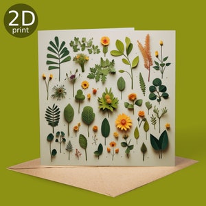 Carte Feuilles de la forêt, Impression 2D, Joyeux anniversaire, Amoureux de la nature, Merci, Amitié, Romantique, Amour, Félicitations