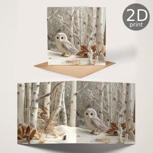 Carte imprimée 2D Hibou dans les bois Panorama, voeux, joyeux anniversaire, amoureux de la nature, merci, amitié, romantique, félicitations, art