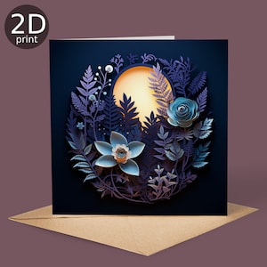 Moonlight Undergrowth 2D Impresso, Cartão, Saudação Reino Unido, Feliz Aniversário, Amantes da Natureza, Obrigado, Amizade, Romântico, Amor, Parabéns