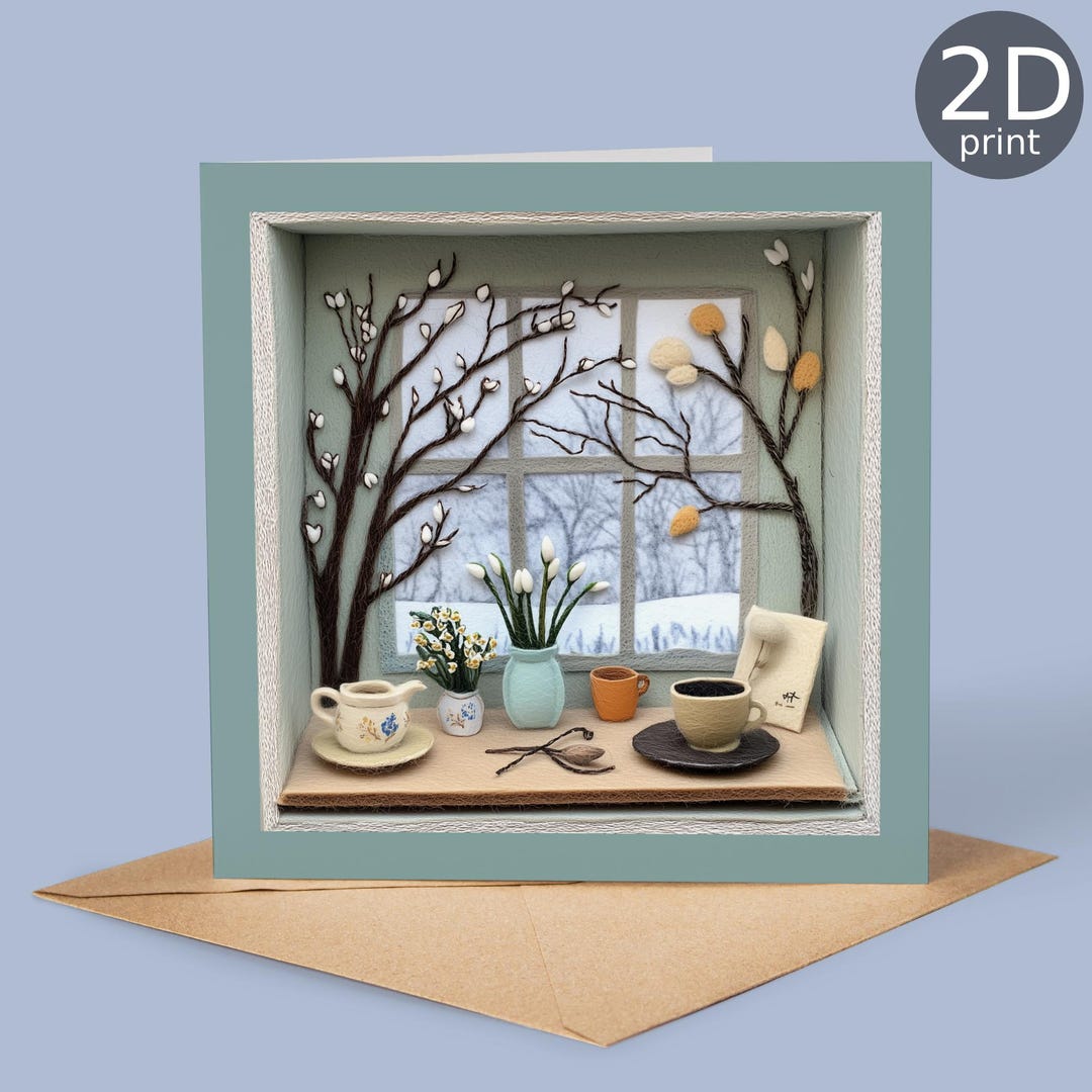 Cosy Windowsill 2D Print Shadow Box Card | Magic Birthday Greeting ...
