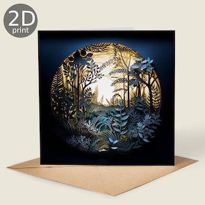 Carte imprimée 2D Forêt mystérieuse, voeux au Royaume-Uni, joyeux anniversaire, amoureux de la nature, merci, amitié, romantique, amour, félicitations