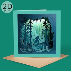 Big Foot Monster Forest Karte, 2D Cryptid Gruß, Sasquatch Alles Gute zum Geburtstag, Naturliebhaber, Danke, Woodland, Für Papa, Kryptozoologie-Spaß