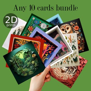 Lot de 10, cartes de vœux 2D, à assortir, dix cartes de la boutique, achat en gros, joyeux anniversaire, Noël, nature, amour, ami, félicitations