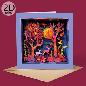 Carte de voeux de cerf, carte de voeux d'impression 2D, joyeux anniversaire d'automne, amoureux de la nature, merci, amitié, félicitations