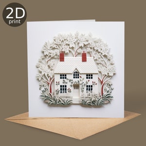 Cartão Ivy Cottage, Cartão Impresso 2D Floral Greeting UK, Feliz Aniversário, Amantes da Natureza, Obrigado, Amizade, Romântico, Amor, Parabéns