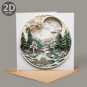 Cartão de paisagem verde, cartão impresso em 2D, saudação ao Reino Unido, feliz aniversário, amantes da natureza, obrigado, amizade, romântico, amor, parabéns