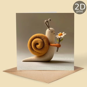Carte d'impression 2D escargot avec marguerite, Kawaii mignon, Amoureux de la nature, Anniversaire, Merci, Amitié, Romantique, Amour, Félicitations, Mariage