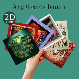 Lot de 6, cartes de vœux 2D, à assortir, six cartes disponibles dans la boutique, achat en gros, joyeux anniversaire, Noël, nature, amour, ami, félicitations