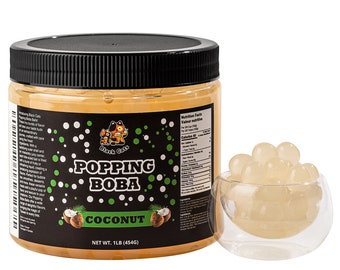 Black Cats Popping Boba Pearls | Coconut Flavor | 1LB (454g) | Bursting Tea Balls for Drinks, Desserts, Smoothies, and Snack Toppings
