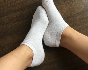 Socks, worn, white, black,