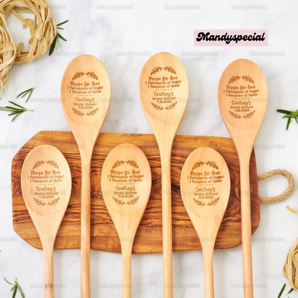 Engraved Wooden Spoons, Wedding Gift, Bridal Shower Gift, Custom Wooden Spoon, Mixing Stirring, Custom Engraved, Wedding Favor