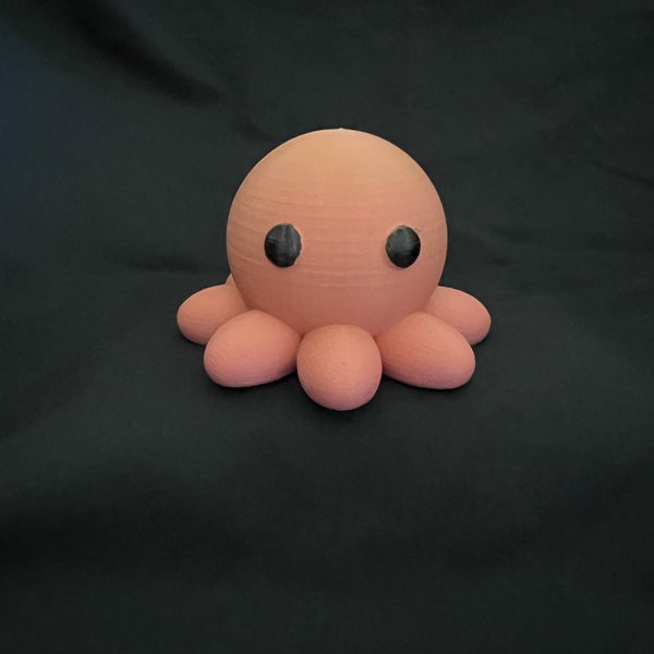 3D Printed Cute Pastel Orange Octopus