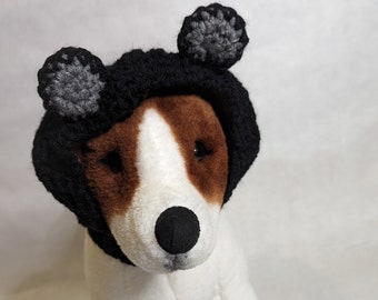 Black bear ear dog snood winter hood hat scarf