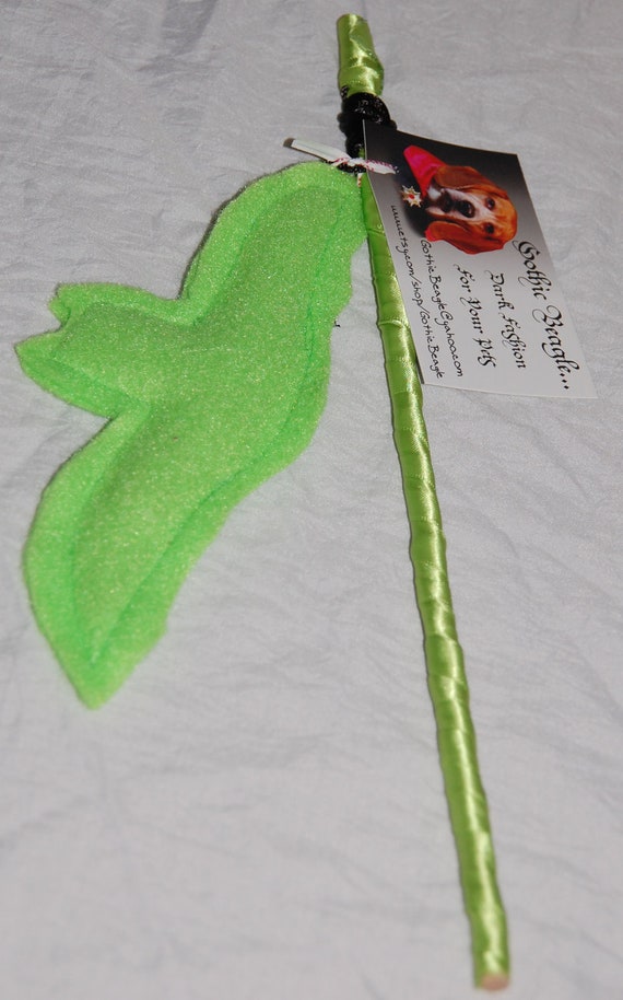 Neon lime green Flying Batnip catnip toy bat on a stick Etsy