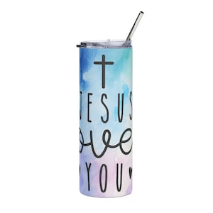 Inspirational Stainless Steel Tumbler, 20oz | Jesus Loves You Travel Mug, Faith-Based Drinkware, Christian Gifts for Her, Motivational [...]