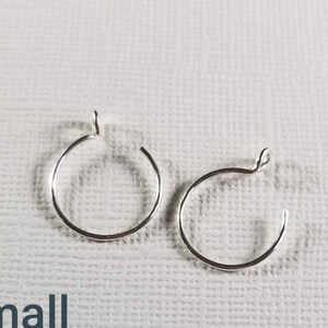 Reverse Sterling Silver Hoop Earrings, Self Locking, Round Hoops, Sleepers