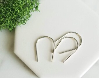 Sterling Silver Open Arch Earrings- Dainty U Earrings- Horseshoe Earrings- Minimalist Earrings