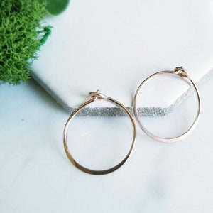 14K Yellow Gold Filled Hoops Sleeper Earrings,2nd Hole Earrings, minimalist earrings, capsule wardrobe image 1