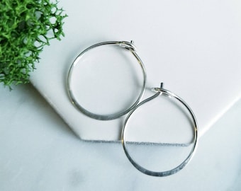 Sterling Silver Sleeper Hoop Earrings in Small huggies