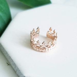 Boucles d'oreilles en or rose massif 14 carats pour la reine ou le roi, faux piercing