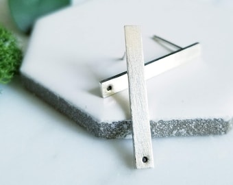 Short Sterling Silver Tab Post Earrings