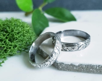 Rustic Flower, Vine & Floral Sterling Silver Ring