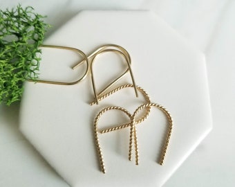 Yellow 14K Gold Filled Open Arch Earrings- Dainty U Earrings- Horseshoe Earrings- Minimalist Earrings
