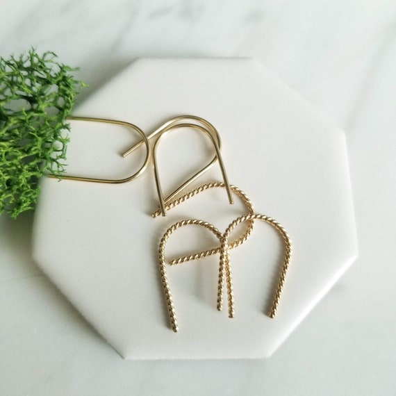 Dainty 14K Gold Filled Arch Earrings: Minimalist U Hoops