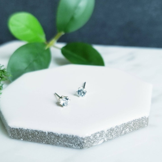 Sky Blue Topaz Sterling Silver Stud Earrings - Handmade in Canada